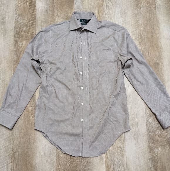 Lauren Ralph Lauren Brown and White Long Sleeve Button Down Shirt - Picture 7 of 11